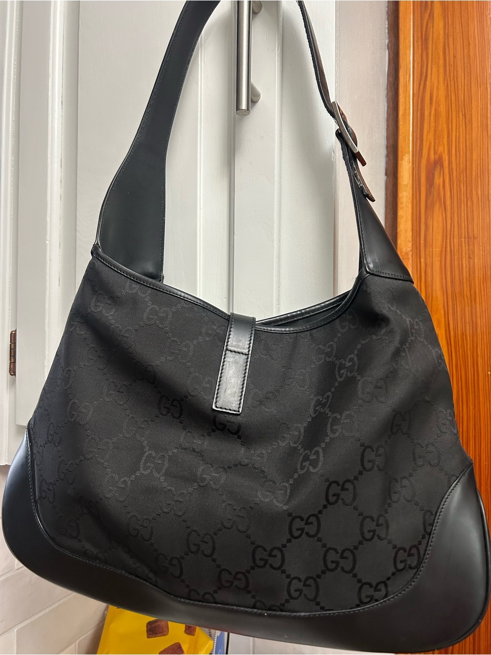 Gucci Black GG Canvas Shoulder Bag with Silver Hardware - Picture 5 of 10